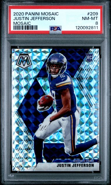 2020 PANINI MOSAIC #209 JUSTIN JEFFERSON MOSAIC PSA 8 — Sports Trading Cards