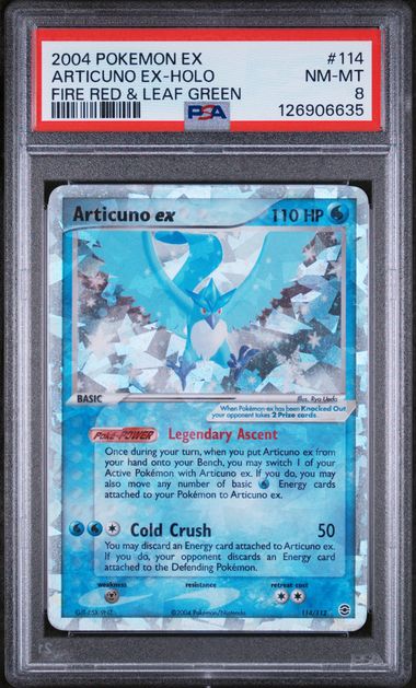 2004 POKEMON EX FIRE RED & LEAF GREEN #114 ARTICUNO EX-HOLO FIRE RED & LEAF GREEN PSA 8