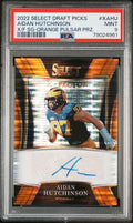 2022 Select Draft Picks Aiden Hutchinson X-Factor Orange Pulsar Auto /30 PSA 9