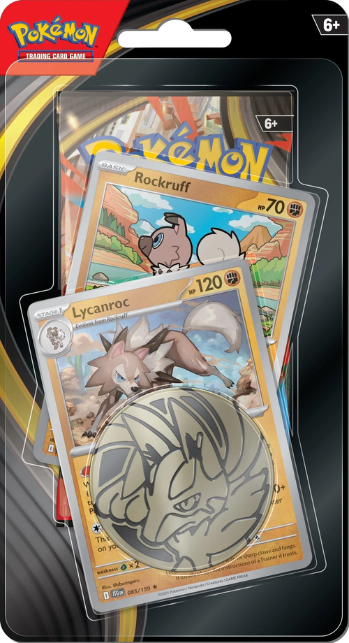 Pokémon TCG Mega Evolution checklane blister with Rockruff and Lycanroc; assortment may vary