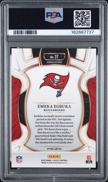 2025 PANINI SELECT #37 EMEKA EGBUKA ZEBRA SHOCK PSA 10