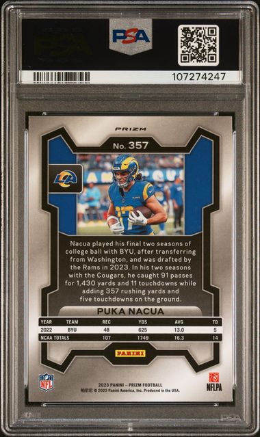 2023 Panini Prizm - Rookies Puka Nacua #357 Lazer Prizm (RC) PSA 10