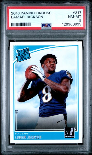 2018 PANINI DONRUSS #317 LAMAR JACKSON PSA 8 — Sports Trading Cards