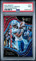 2021 PANINI SELECT #373 AMON-RA ST. BROWN TRI-COLOR PRIZM PSA 9 — Sports Trading Cards