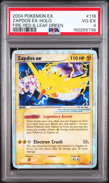 2004 POKEMON EX FIRE RED & LEAF GREEN #116 ZAPDOS EX-HOLO FIRE RED & LEAF GREEN PSA 4