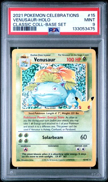 2021 POKEMON CELEBRATIONS CLASSIC COLLECTION #15 VENUSAUR-HOLO CLASSIC COLL-BASE SET PSA 9