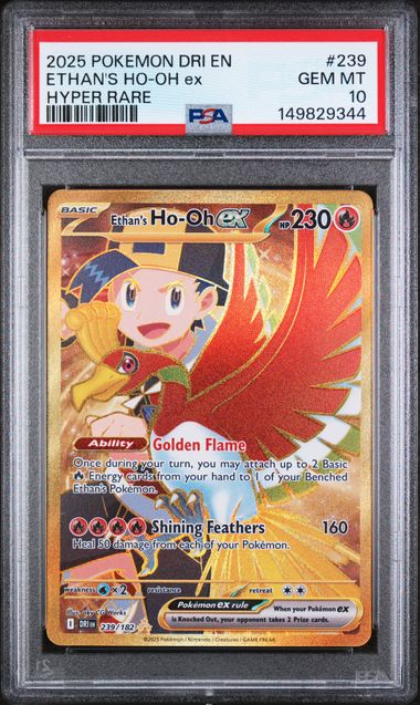 2025 Pokemon Destined Rivals Ethan's Ho-Oh ex #239/182 PSA 10