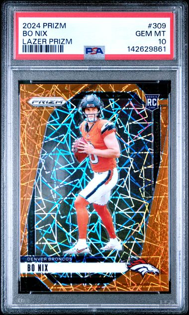 2024 Panini Prizm Bo Nix Laser Prizm Rookie #309 Denver Broncos PSA 10