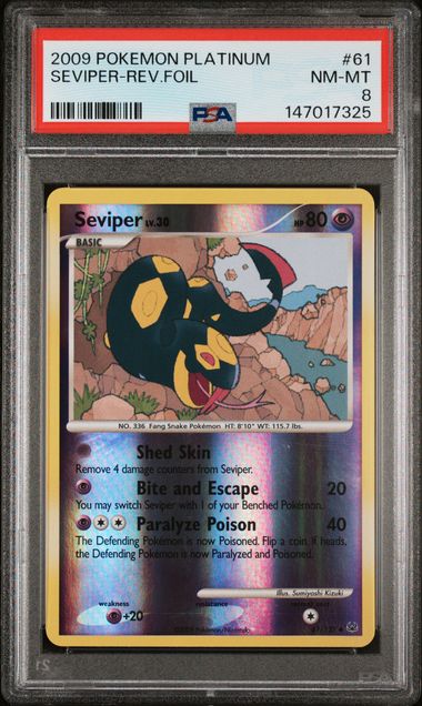 2009 Pokemon Platinum Seviper Reverse Holo #61/127 PSA 8