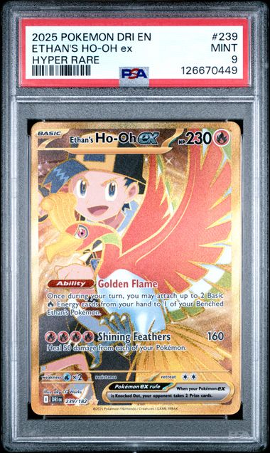 2025 Destined Rivals Ethan's Ho-Oh ex #239/182 Hyper Rare PSA 9