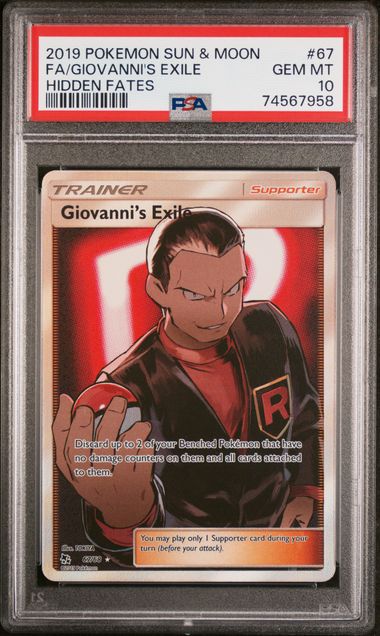 2019 POKEMON SUN & MOON HIDDEN FATES #67 FA/GIOVANNI'S EXILE HIDDEN FATES PSA 10