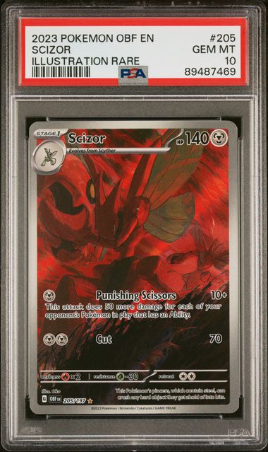 2023 POKEMON OBF EN-OBSIDIAN FLAMES #205 SCIZOR ILLUSTRATION RARE PSA 10