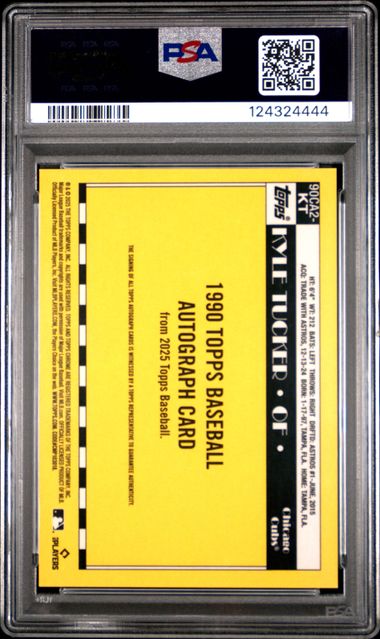 2025 Topps Silver Pack 1990 Chrome Promo Autograph #KT Kyle Tucker Autograph-Orange PSA 10