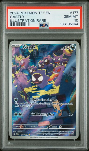2024 Pokémon Temporal Forces Gastly #177/162 Illustration Rare PSA 10