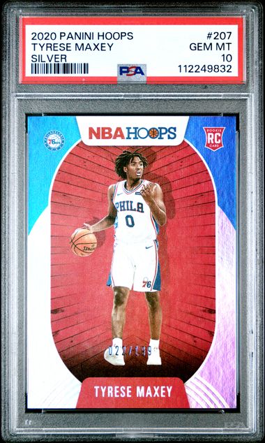 2020 PANINI HOOPS #207 TYRESE MAXEY SILVER PSA 10 — Sports Trading Cards