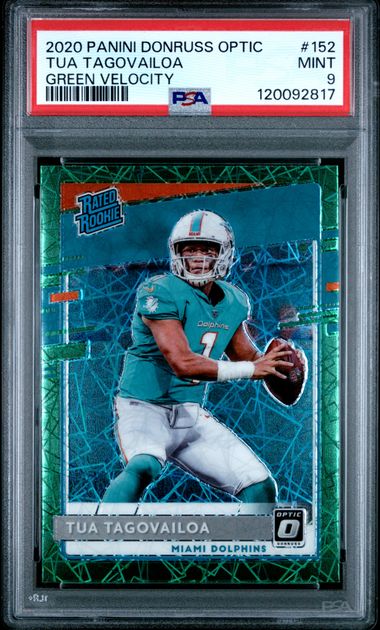 2020 PANINI DONRUSS OPTIC #152 TUA TAGOVAILOA GREEN VELOCITY - PSA 9 — Sports Trading Cards