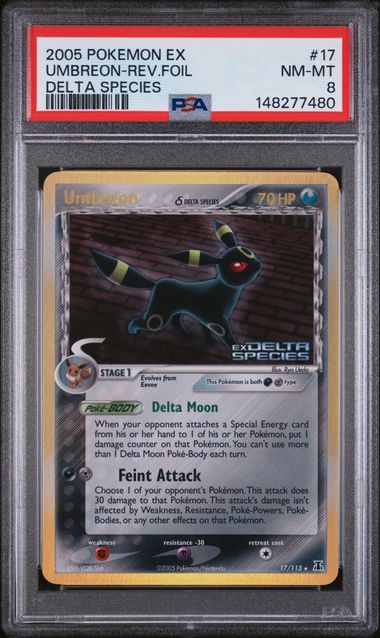 2005 Pokemon Ex Delta Species #17/113 Umbreon δ Reverse Holo Foil PSA 8