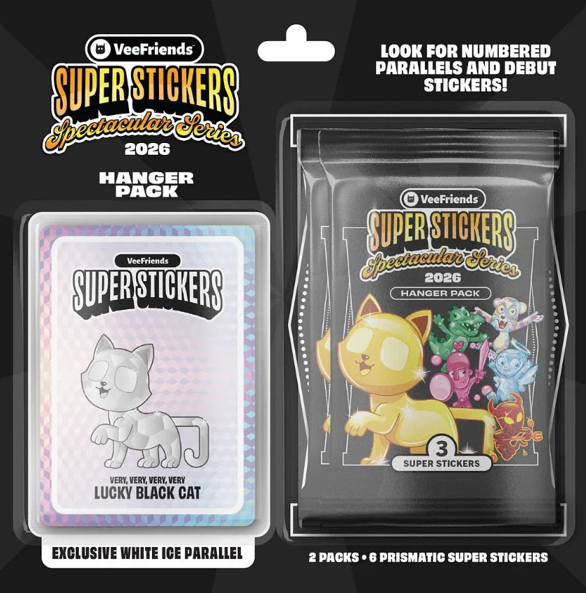 2026 VeeFriends Super Stickers Spectacular Series White Ice Hanger Box — Trading Cards