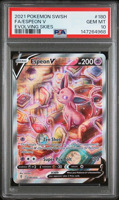 2021 Pokemon SWSH Evolving Skies #180 FA Espeon V PSA 10