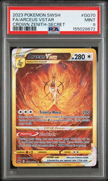 2023 Pokemon Sword & Shield Crown Zenith Gold Rare Arceus VSTAR #GG70 PSA 9