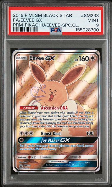 2019 Pokemon Sun & Moon Black Star Promo Eevee GX SM233 Full Art PSA 9