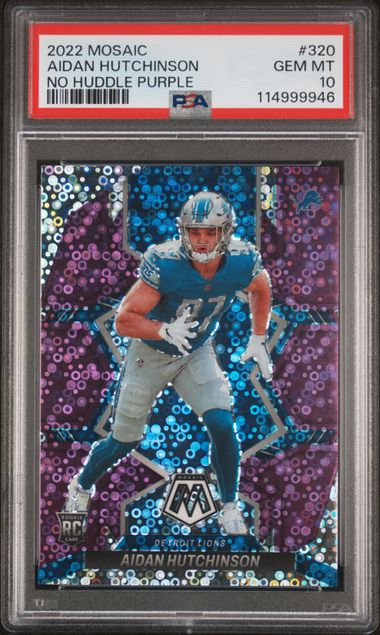 2022 Panini Mosaic #320 Aidan Hutchinson No Huddle Purple PSA 10