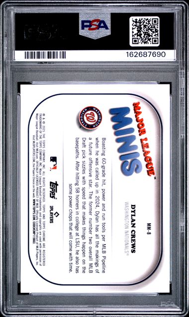 2025 TOPPS CHROME UPDATE MAJOR LEAGUE MINIS #8 DYLAN CREWS PSA 9