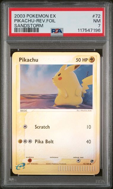 2003 POKEMON EX SANDSTORM #72 PIKACHU-REV.FOIL SANDSTORM PSA 7