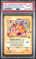 2021 POKEMON CELEBRATIONS CLASSIC COLLECTION #24 BIRTHDAY PIKACHU-HOLO CLASSIC COLL-BLACK STAR PSA 10