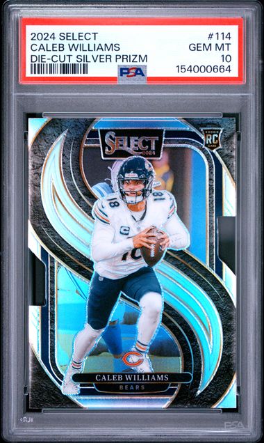 2024 PANINI SELECT #114 CALEB WILLIAMS DIE-CUT SILVER PRIZM PSA 10