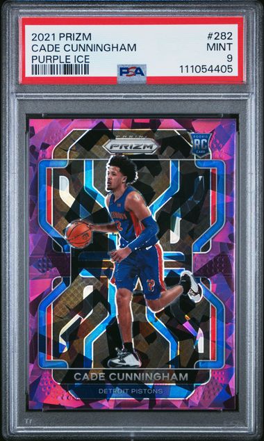 2021 PANINI PRIZM #282 CADE CUNNINGHAM PURPLE ICE /149 PSA 9