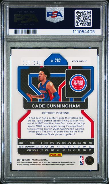 2021 PANINI PRIZM #282 CADE CUNNINGHAM PURPLE ICE /149 PSA 9