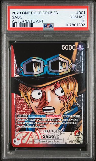 2023 ONE PIECE OP05-AWAKENING OF THE NEW ERA #001 SABO ALTERNATE ART PSA 10