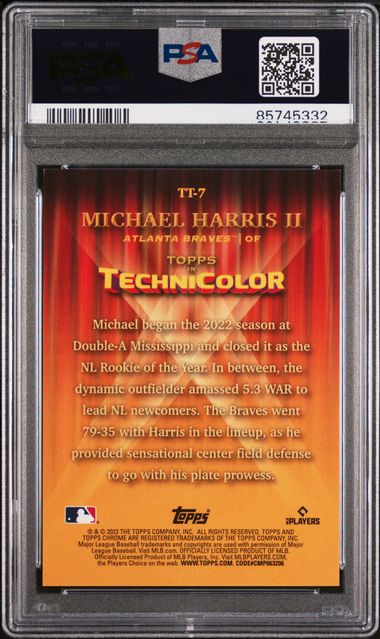 2023 Topps Chrome Topps In Technicolor Gold Michael Harris II RC /50 PSA 10