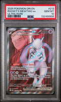 2025 POKEMON DRI EN-DESTINED RIVALS #213 ROCKET'S MEWTWO ex ULTRA RARE PSA 10