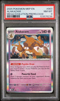 2025 POKEMON MEP EN-ME BLACK STAR PROMO #003 ALAKAZAM MEG PRERELEASE PSA 8