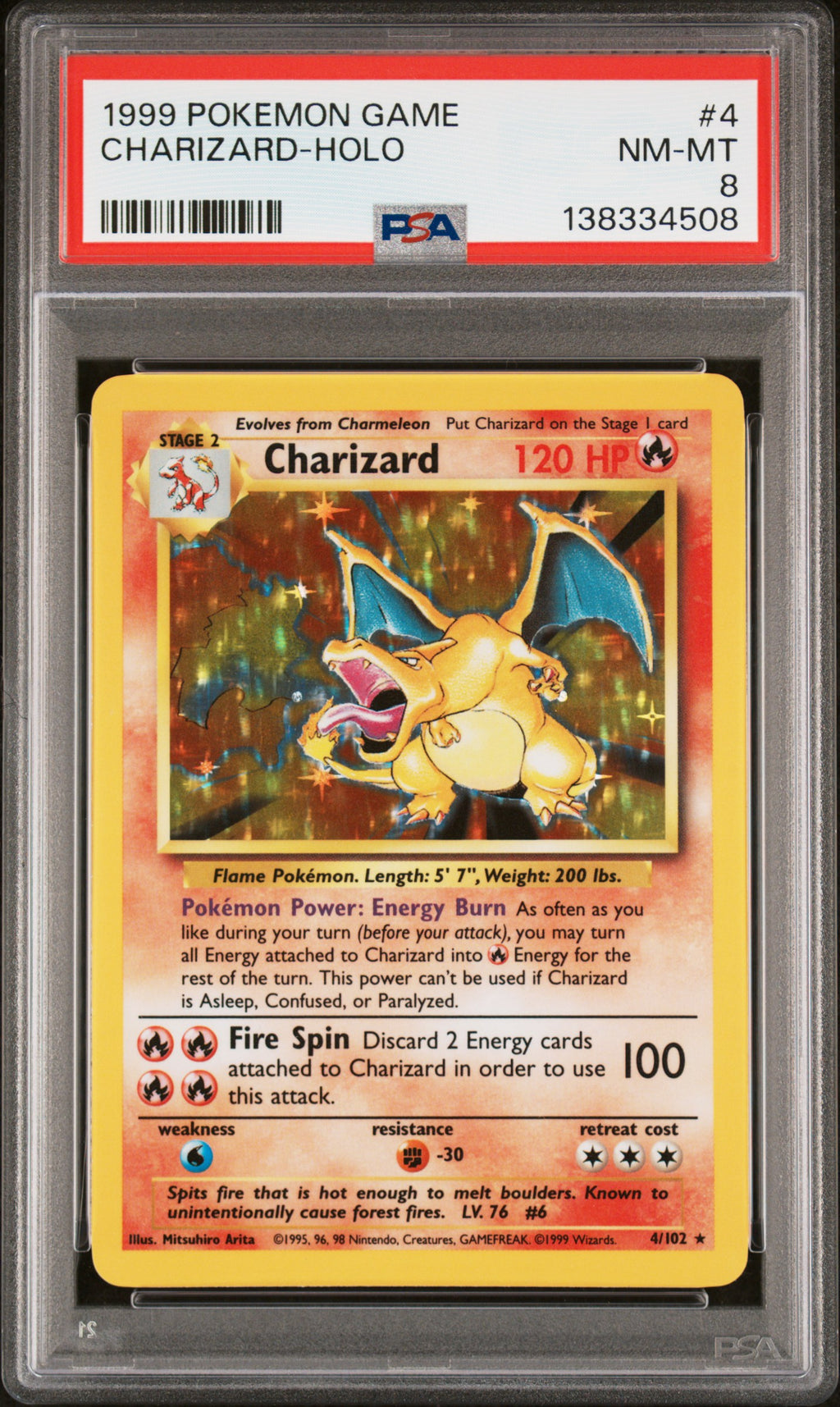 1999 POKEMON GAME #4 CHARIZARD-HOLO PSA 8