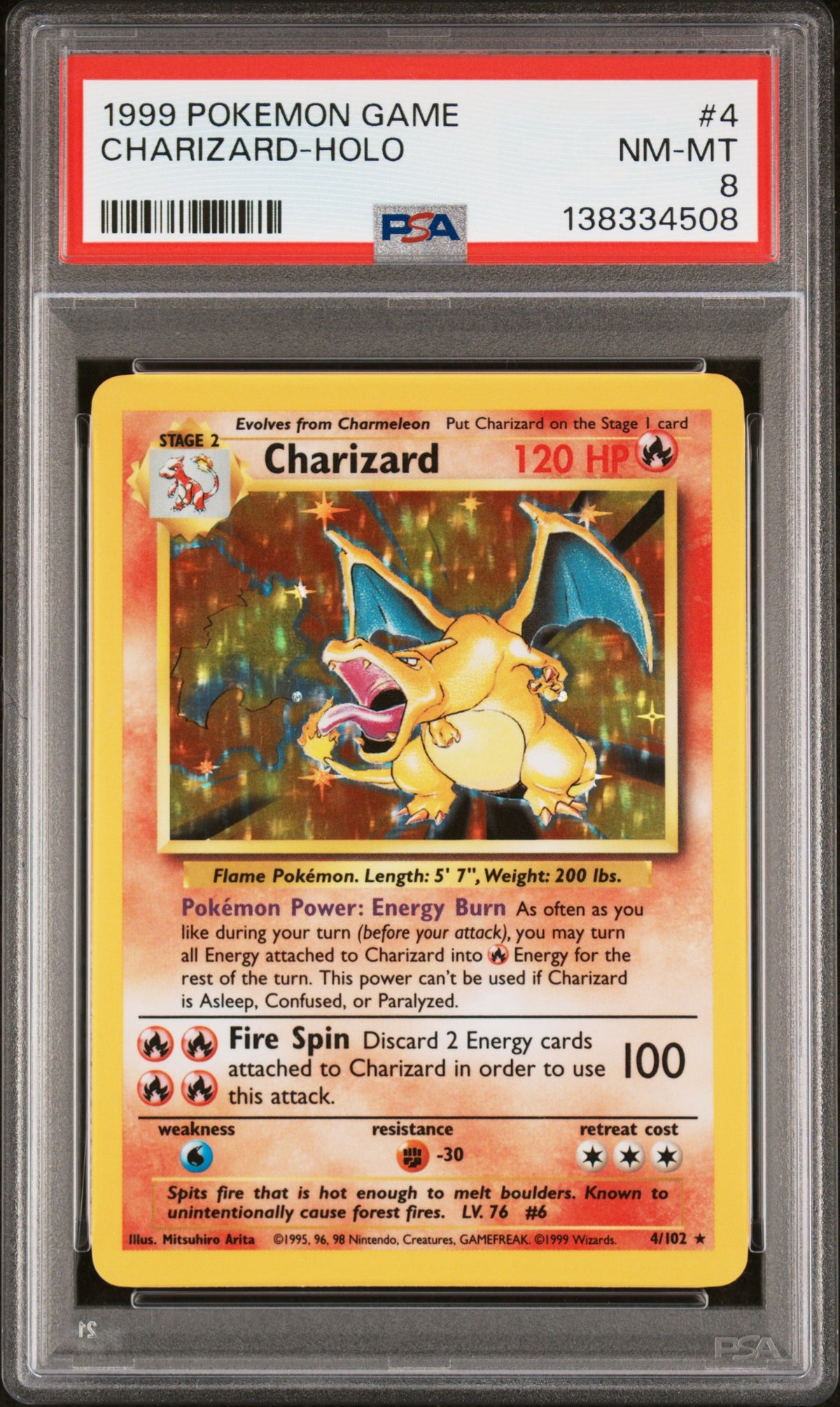 1999 POKEMON GAME #4 CHARIZARD-HOLO PSA 8