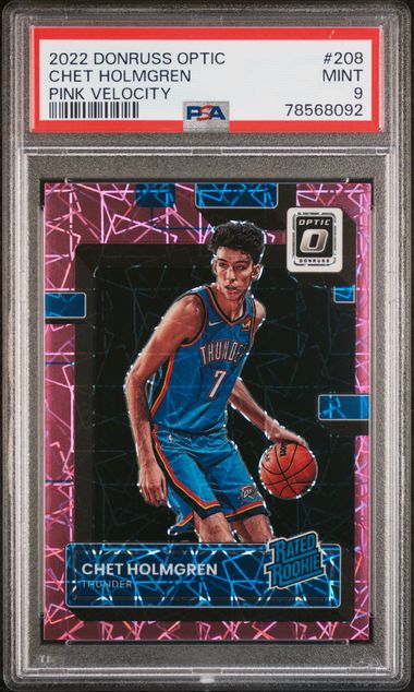 2022 PANINI DONRUSS OPTIC #208 CHET HOLMGREN PINK VELOCITY /79 PSA 9