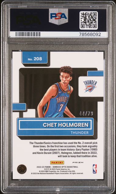 2022 PANINI DONRUSS OPTIC #208 CHET HOLMGREN PINK VELOCITY /79 PSA 9