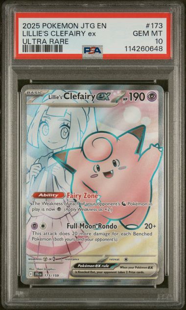 2025 POKEMON JTG EN-JOURNEY TOGETHER #173 LILLIE'S CLEFAIRY ex ULTRA RARE PSA 10