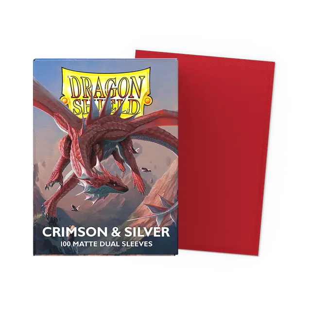 Dragon Shield Standard DUAL Matte Crimson & Silver — Supplies