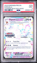 2025 Prismatic Evolutions Espeon ex #034/131 Surprise Box Stamped PSA 9