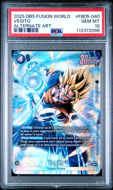 2025 DRAGON BALL SUPER CARD GAME FUSION WORLD NEW ADVENTURE #FB05-040 VEGITO ALTERNATE ART PSA 10