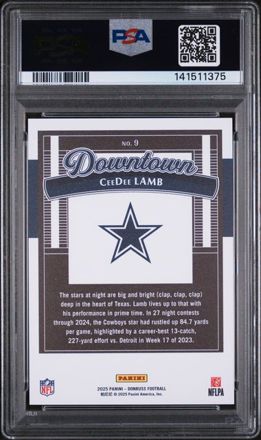 2025 PANINI DONRUSS DOWNTOWN #9 CEEDEE LAMB PSA 10