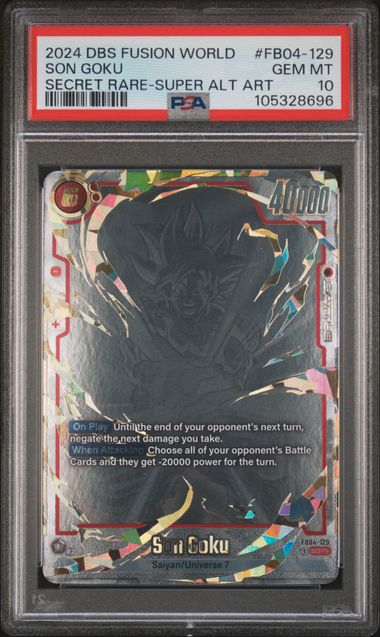 2024 DRAGON BALL SUPER CARD GAME FUSION WORLD ULTRA LIMIT #FB04-129 SON GOKU SECRET RARE-SUPER ALT ART PSA 10