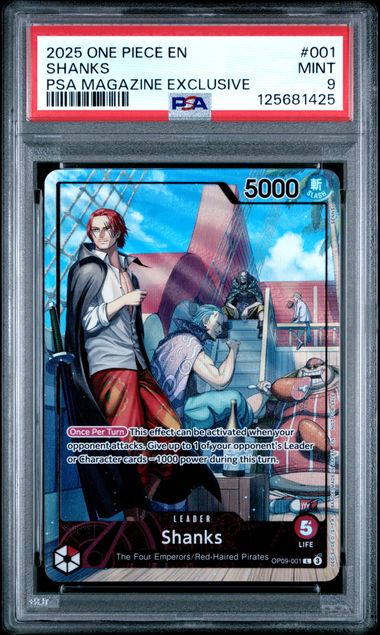 2025 ONE PIECE PROMOS 001 SHANKS PSA MAGAZINE EXCLUSIVE PSA 9 — One Piece Card Game