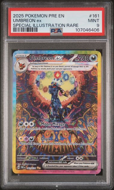 2025 POKEMON PRE EN-PRISMATIC EVOLUTIONS #161 UMBREON ex SPECIAL ILLUSTRATION RARE PSA 9