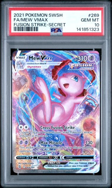 2021 POKEMON SWORD & SHIELD FUSION STRIKE #269 FA/MEW VMAX FUSION STRIKE-SECRET PSA 10