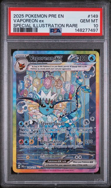 2025 Pokemon PRE EN Special Illustration Rare #149 Vaporeon ex PSA 10
